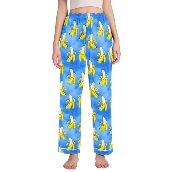 joogoo Women Bananas Pajamas Pants Lounge Bottoms Pjs with Pockets L