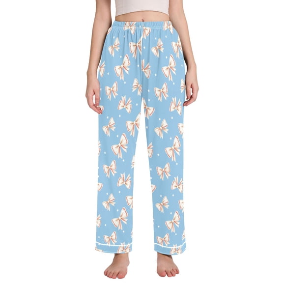 joogoo Women Baseball Coquette Bows Pajamas Pants Lounge Bottoms Pjs with Pockets M