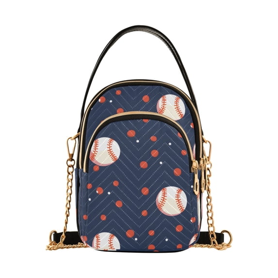 joogoo Women Baseball and Dots Chain Crossbody Bags Shoulder Handbag Phone Purse