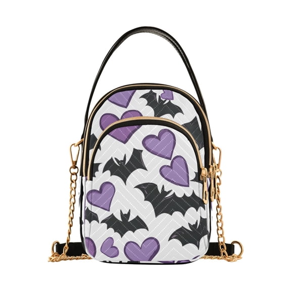 joogoo Women Bats and Hearts Chain Crossbody Bags Shoulder Handbag Phone Purse