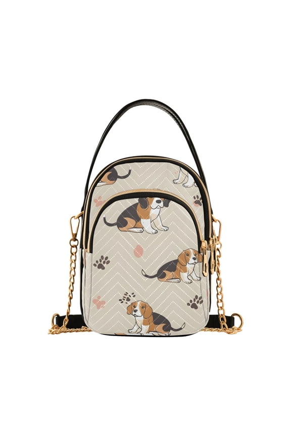 Women Beagle Dog Chain Crossbody Bags Shoulder Handbag Phone Purse