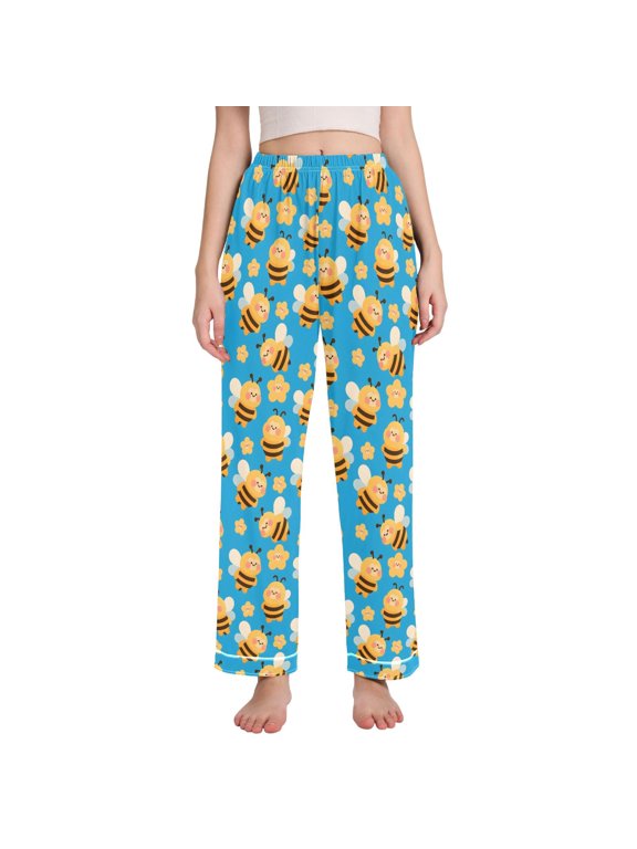 Women Bees Cute Pajamas Pants Lounge Bottoms Pjs with Pockets XXL