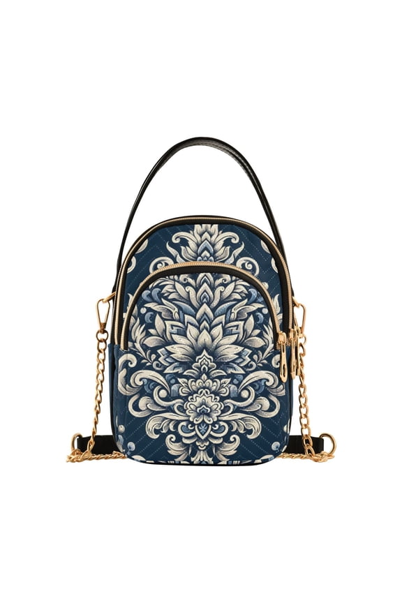 Women Boho Retro Pattern Chain Crossbody Bags Shoulder Handbag Phone Purse