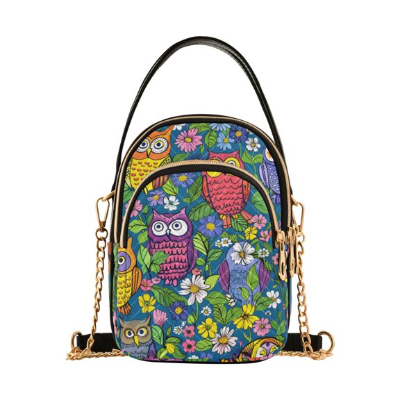 joogoo Women Bohomia Owls in Floral Chain Crossbody Bags Shoulder Handbag Phone Purse