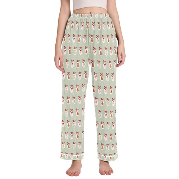 joogoo Women Bows Christmas Bears Pajamas Pants Lounge Bottoms Pjs with Pockets XXL