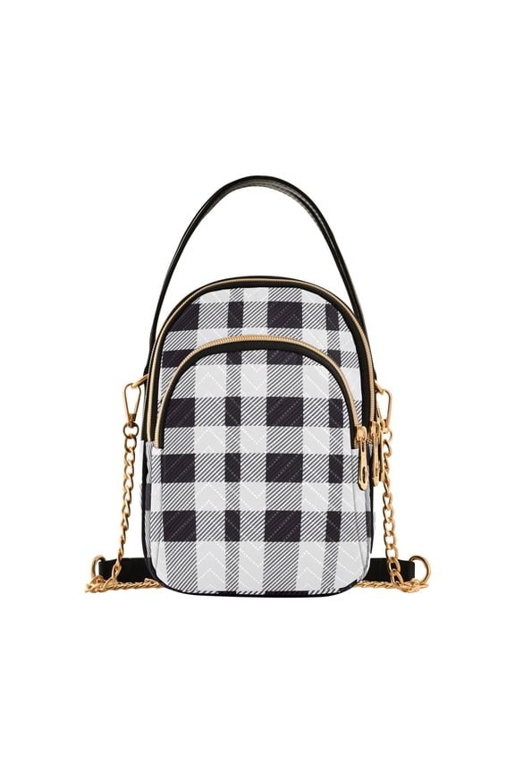 Women Buffalo Checkered Grid Chain Crossbody Bags Shoulder Handbag Phone Purse