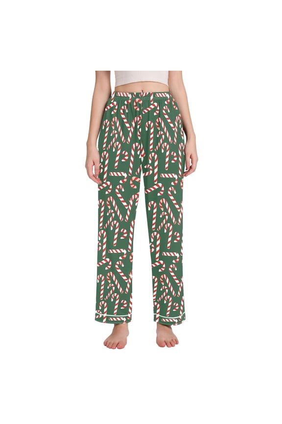 Women Candy Canes Pajamas Pants Lounge Bottoms Pjs with Pockets M