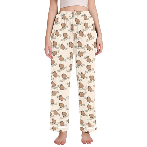 joogoo Women Capybaras Cute Pajamas Pants Lounge Bottoms Pjs with Pockets M