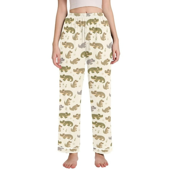 joogoo Women Cartoon Alligators Pajamas Pants Lounge Bottoms Pjs with Pockets XXL