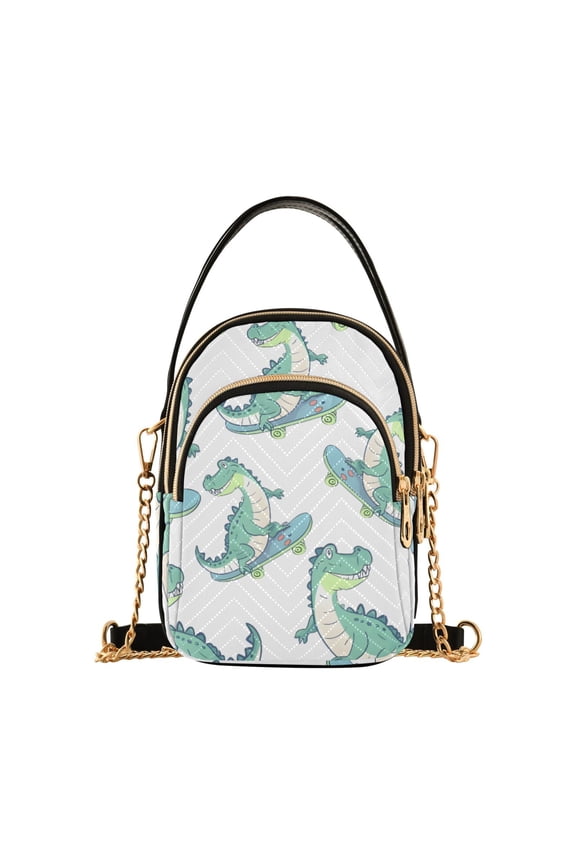 Women Cartoon Crocodile Skating Chain Crossbody Bags Shoulder Handbag Phone Purse