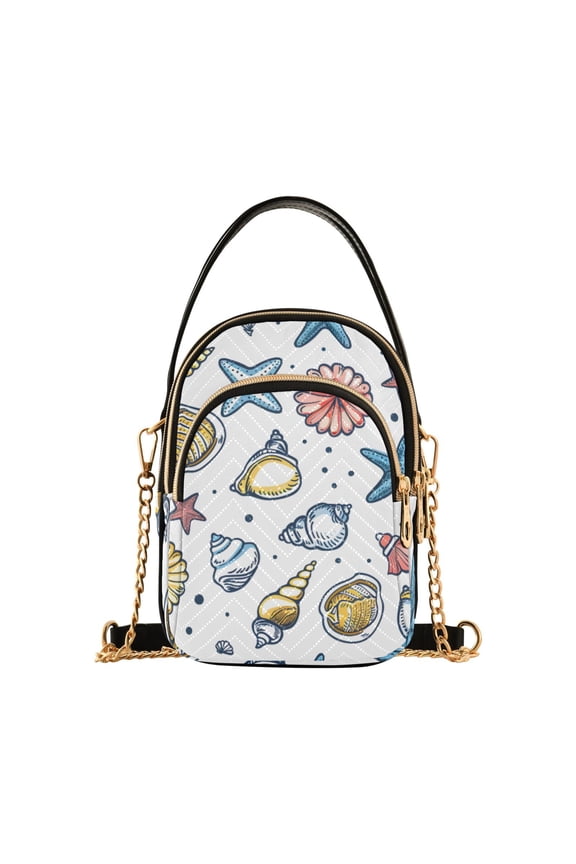 Women Cartoon Cute Seashells Chain Crossbody Bags Shoulder Handbag Phone Purse