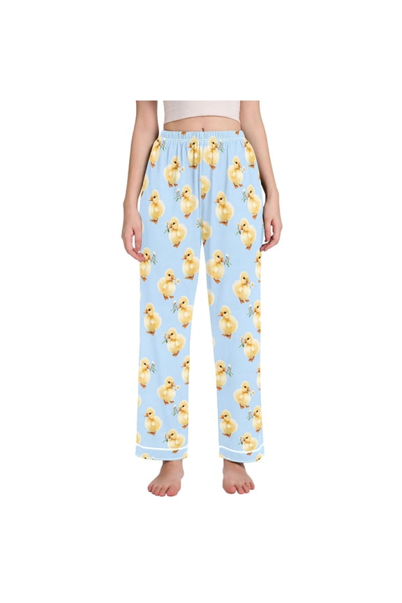 Women Cartoon Duck Daisy Pajamas Pants Lounge Bottoms Pjs with Pockets M