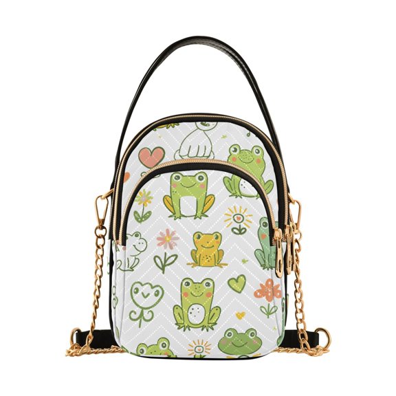 joogoo Women Cartoon Frog Floral Chain Crossbody Bags Shoulder Handbag Phone Purse