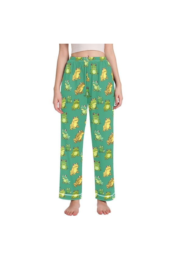 Women Cartoon Frog Pajamas Pants Lounge Bottoms Pjs with Pockets XXL