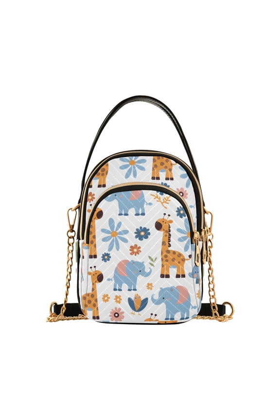 Women Cartoon Giraffes Elephants Chain Crossbody Bags Shoulder Handbag Phone Purse