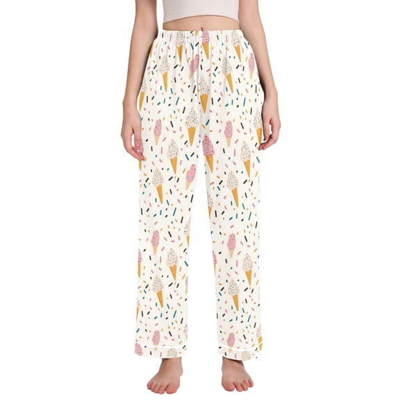 joogoo Women Cartoon Ice Cream Pajamas Pants Lounge Bottoms Pjs with Pockets M