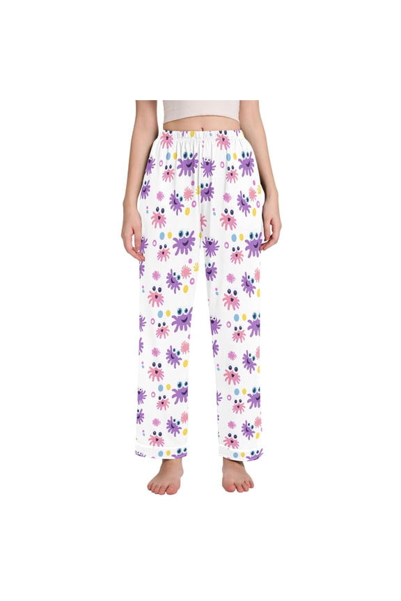 Women Cartoon Octopus Pattern Pajamas Pants Lounge Bottoms Pjs with Pockets XXL