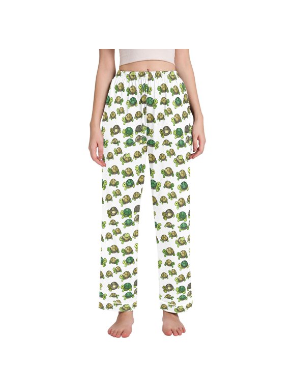 Women Cartoon Turtles Pajamas Pants Lounge Bottoms Pjs with Pockets XXL