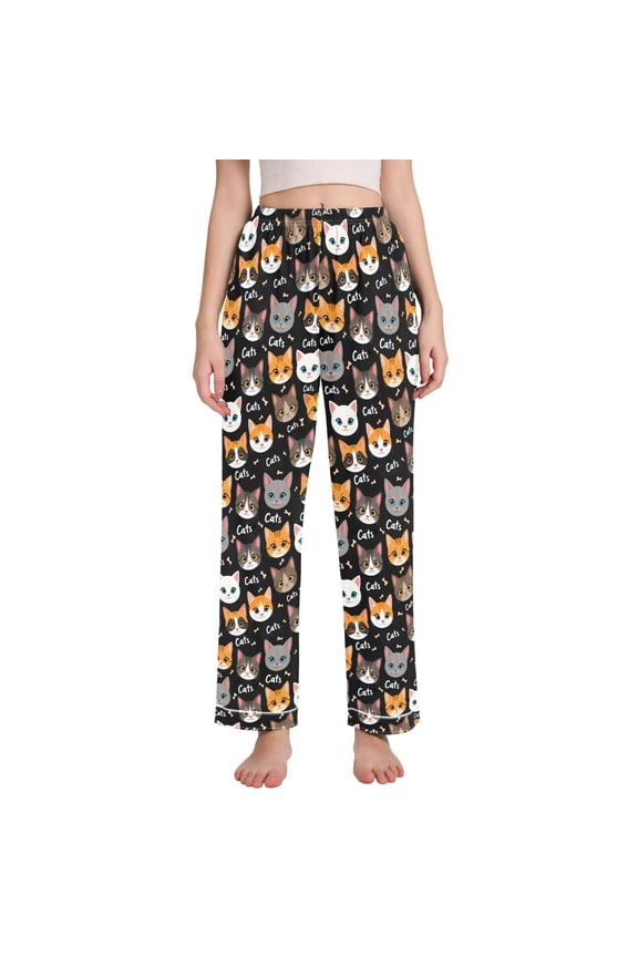 Women Cat Bones Pajamas Pants Lounge Bottoms Pjs with Pockets XXL