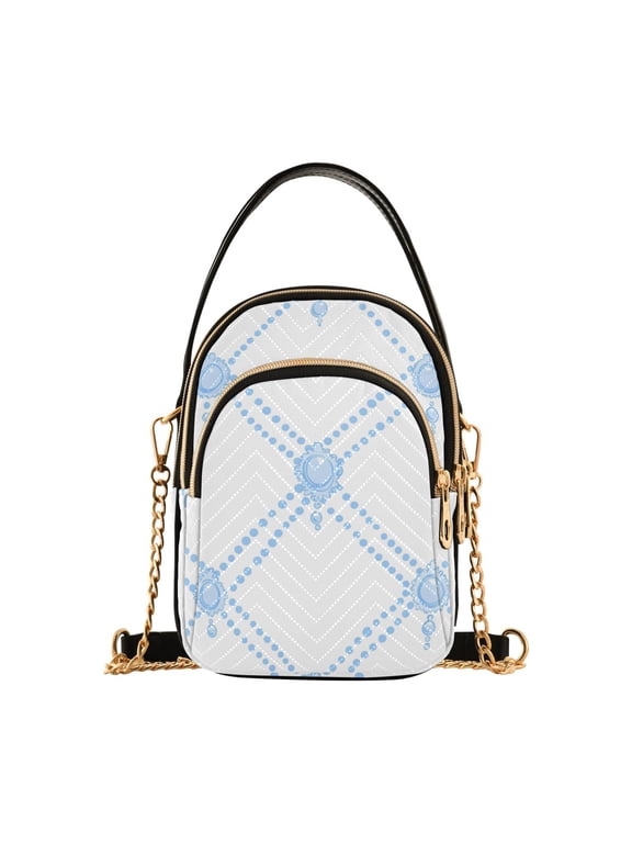 Women Checkered Grid Chain Crossbody Bags Shoulder Handbag Phone Purse