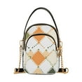 thumbnail image 1 of joogoo Women Checkered Grid Pattern Chain Crossbody Bags Shoulder Handbag Phone Purse, 1 of 5