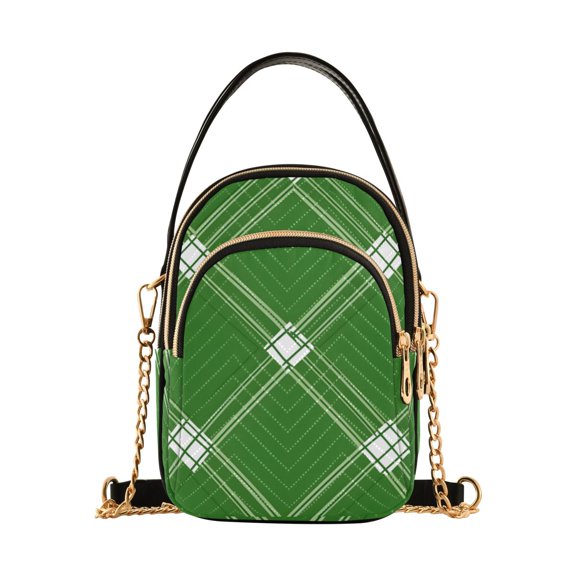 joogoo Women Checkered Grid Pattern Chain Crossbody Bags Shoulder Handbag Phone Purse