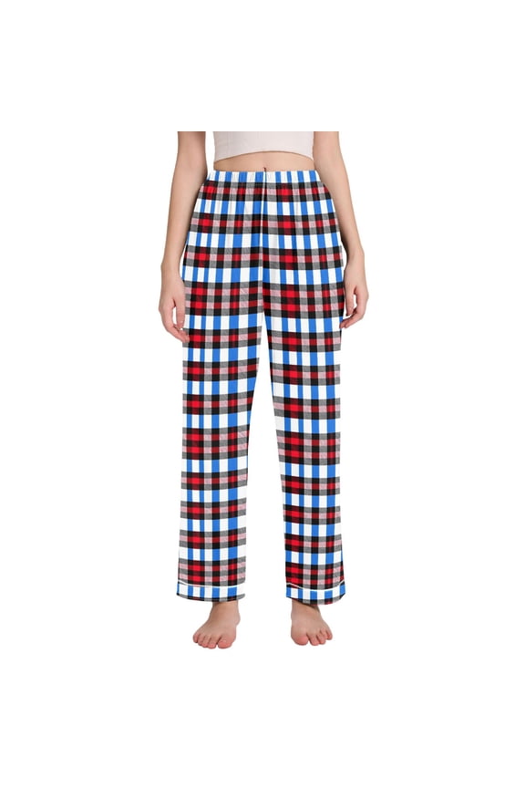Women Checkered Grid-b2 Pajamas Pants Lounge Bottoms Pjs with Pockets XXL
