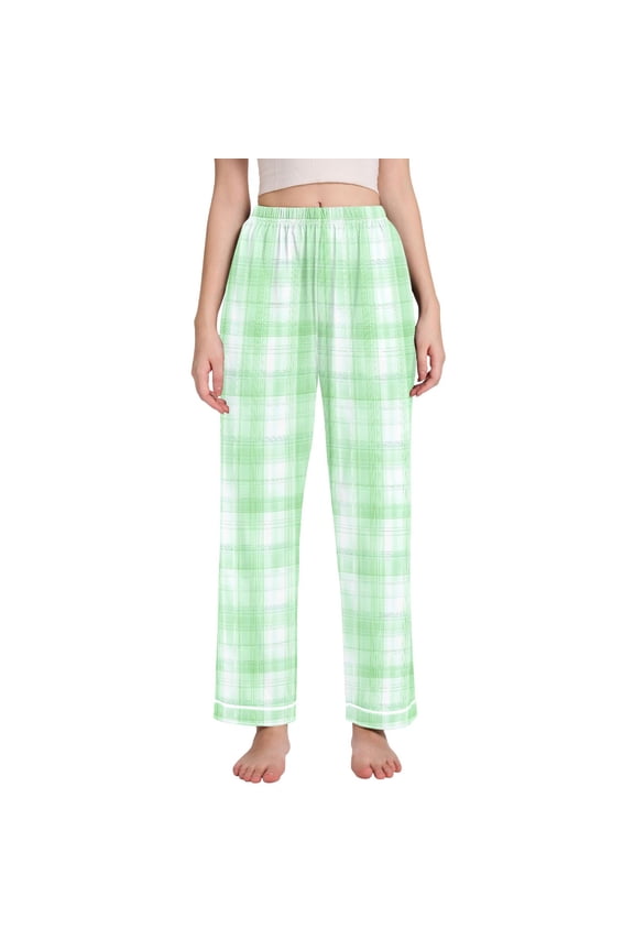 Women Checkered Grid-c8 Pajamas Pants Lounge Bottoms Pjs with Pockets M