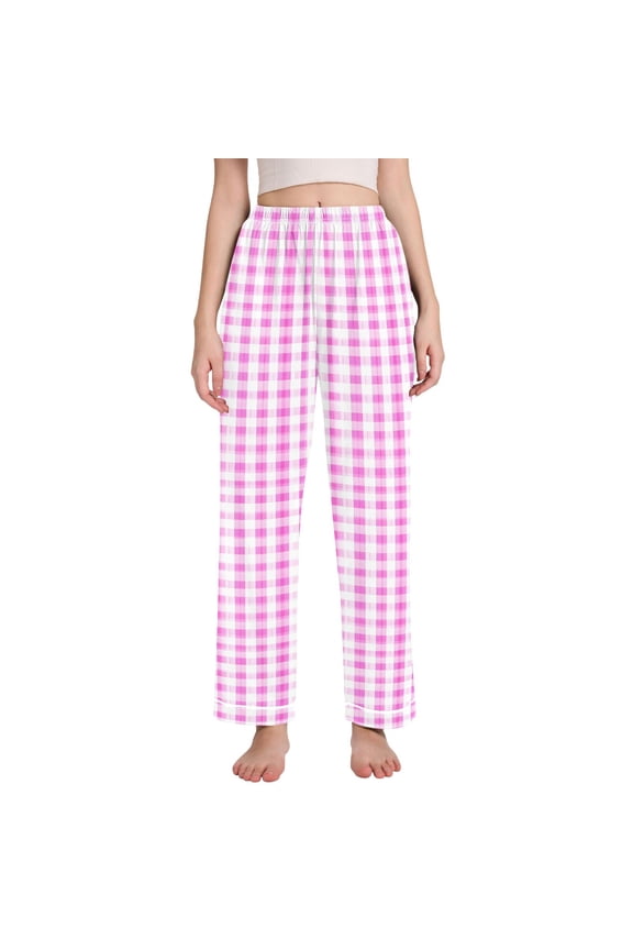 Women Checkered Grid-d8 Pajamas Pants Lounge Bottoms Pjs with Pockets XXL