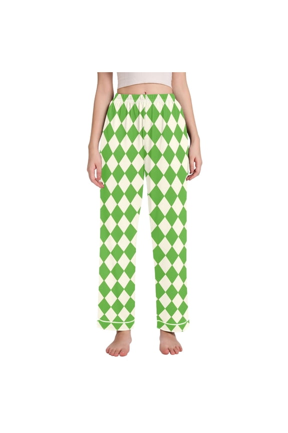 Women Checkered Grid-d9 Pajamas Pants Lounge Bottoms Pjs with Pockets XXL