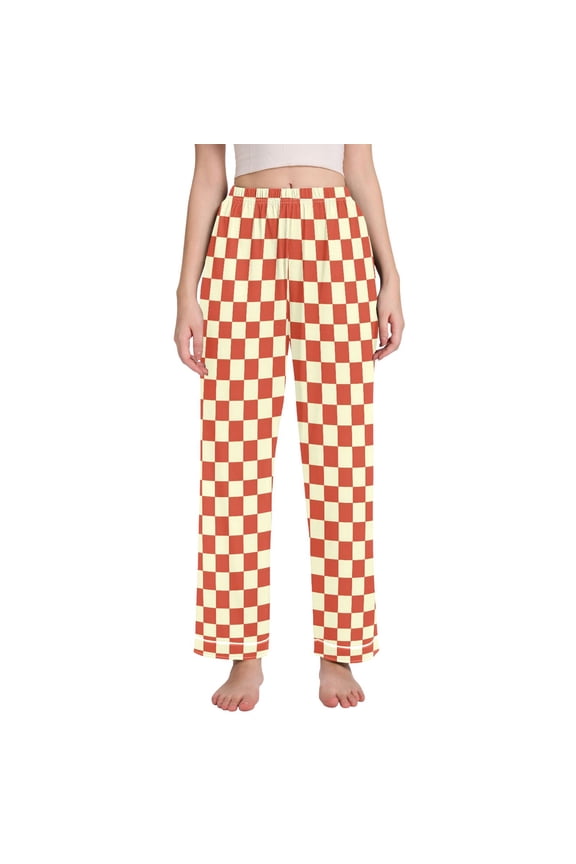Women Checkered Grid-t6 Pajamas Pants Lounge Bottoms Pjs with Pockets XXL
