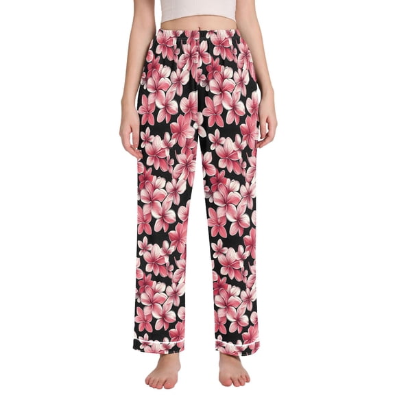 joogoo Women Cherry Flower Pajamas Pants Lounge Bottoms Pjs with Pockets XXL
