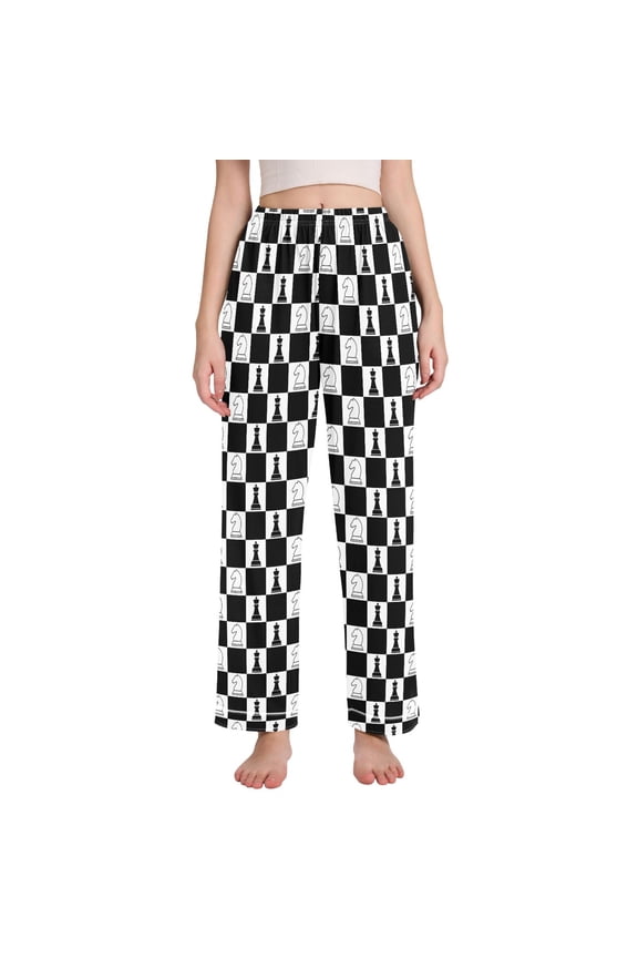 Women Chess on Checkered Pajamas Pants Lounge Bottoms Pjs with Pockets XXL