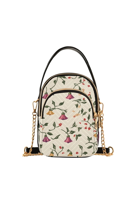 Women Christmas Bells Flowers Chain Crossbody Bags Shoulder Handbag Phone Purse