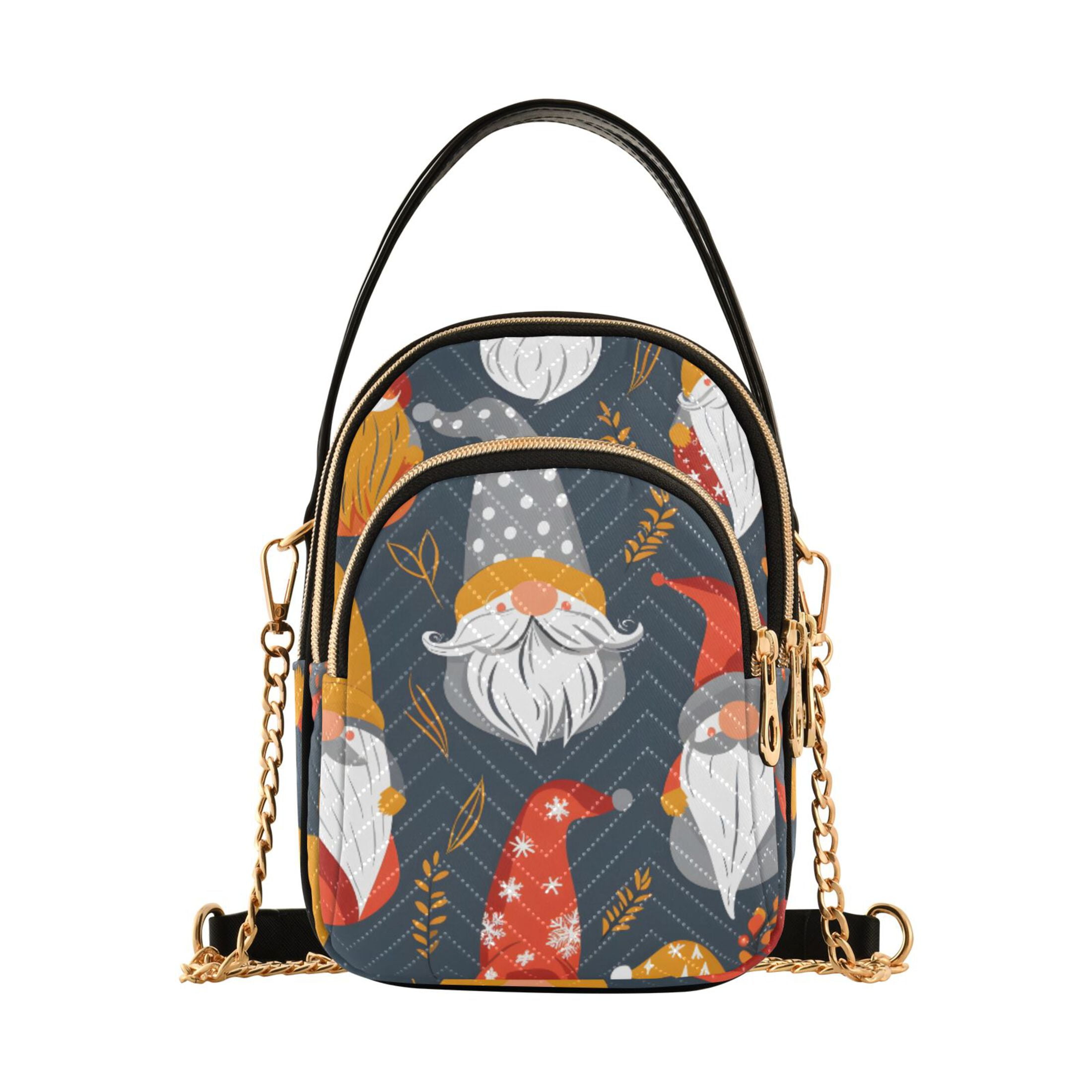 Sletend Small Crossbody Purse For Women – Quilted Gnome Bees Design, Detachable Chain, Phone Bag - View #4