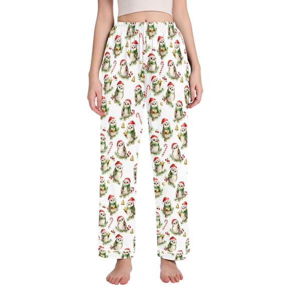 joogoo Women Christmas Owls Pajamas Pants Lounge Bottoms Pjs with Pockets M