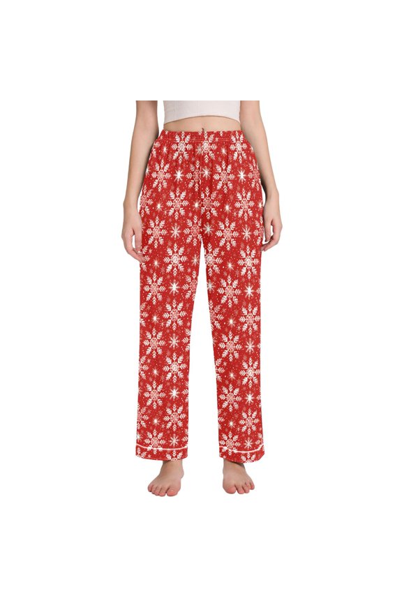 Women Christmas Snowflakes Pajamas Pants Lounge Bottoms Pjs with Pockets XXL