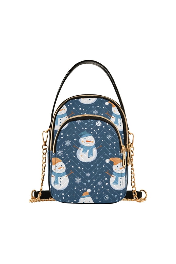 Women Christmas Snowman Snowflakes Chain Crossbody Bags Shoulder Handbag Phone Purse