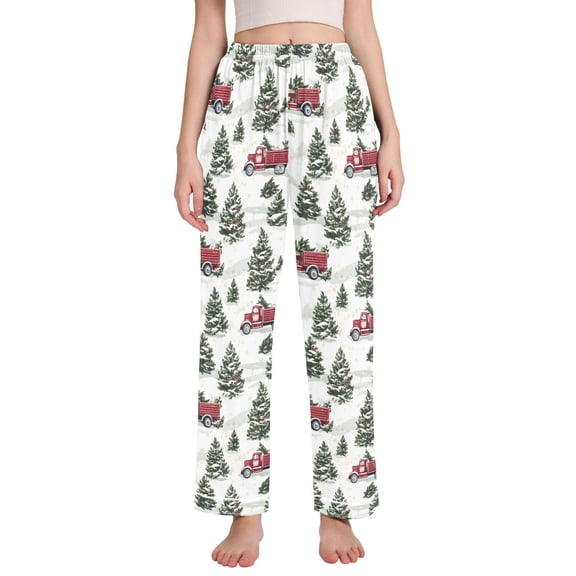 joogoo Women Christmas Tree on Truck Pajamas Pants Lounge Bottoms Pjs with Pockets XL