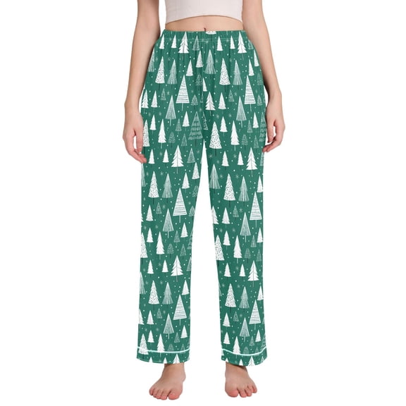 joogoo Women Christmas Trees Green Pajamas Pants Lounge Bottoms Pjs with Pockets M
