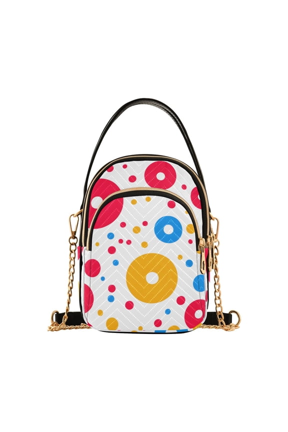 Women Circle Polka Dots Chain Crossbody Bags Shoulder Handbag Phone Purse
