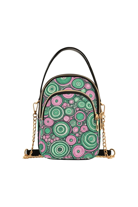 Women Circles Art Chain Crossbody Bags Shoulder Handbag Phone Purse