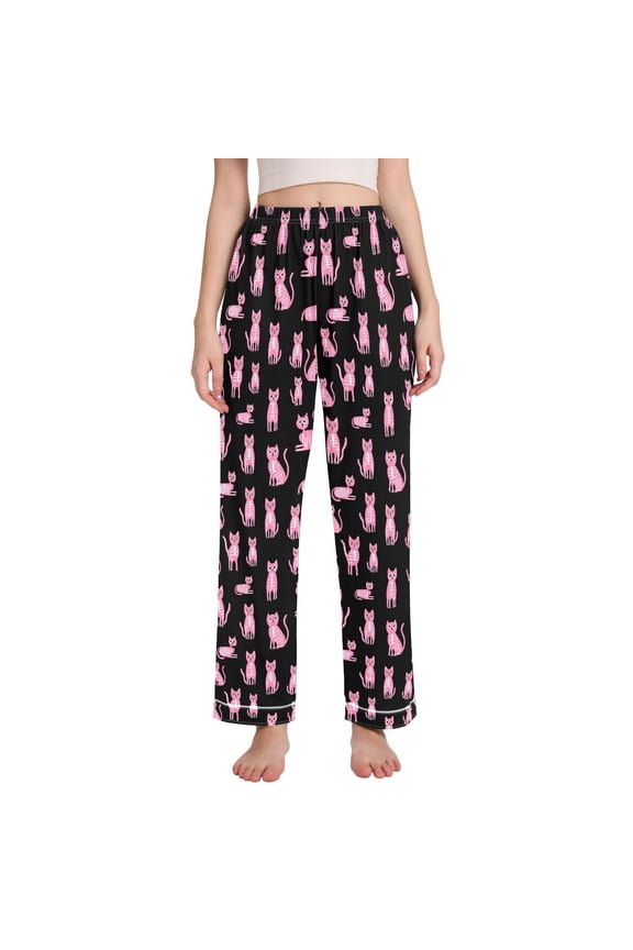 Women Cool Cats Bones Pajamas Pants Lounge Bottoms Pjs with Pockets M