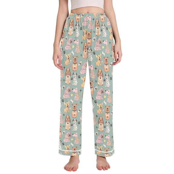 joogoo Women Cute Bulldogs Baseballs Pajamas Pants Lounge Bottoms Pjs with Pockets M