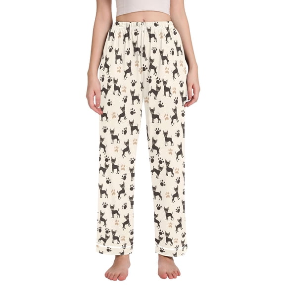 joogoo Women Cute Dogs Paws Pajamas Pants Lounge Bottoms Pjs with Pockets M