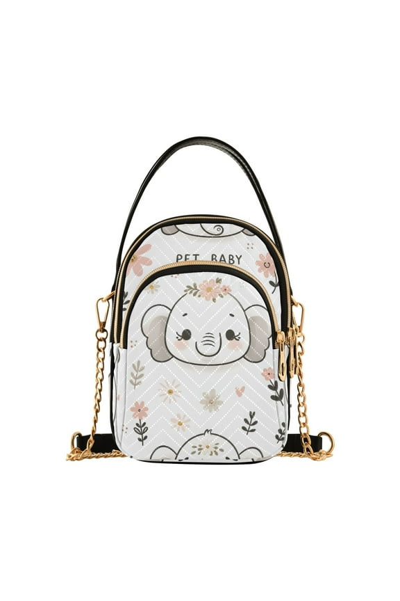 Women Cute Elephant Face Chain Crossbody Bags Shoulder Handbag Phone Purse