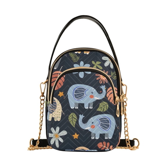 joogoo Women Cute Elephants and Floral Chain Crossbody Bags Shoulder Handbag Phone Purse