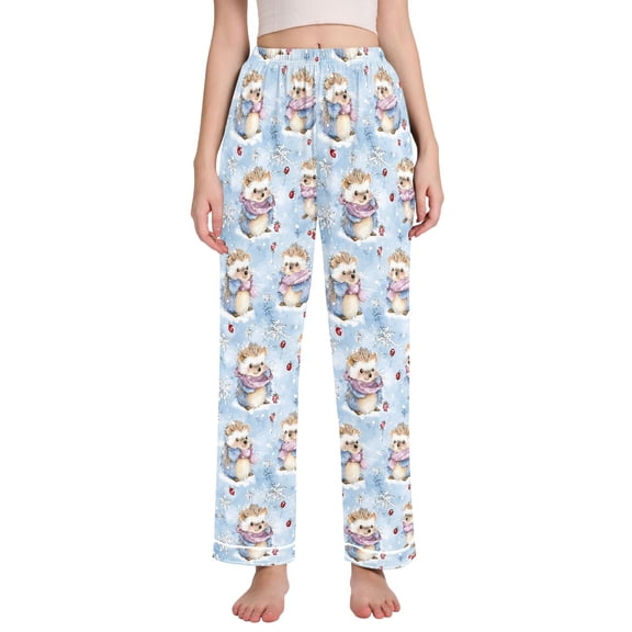 joogoo Women Cute Hedgehog Pajamas Pants Lounge Bottoms Pjs with Pockets L