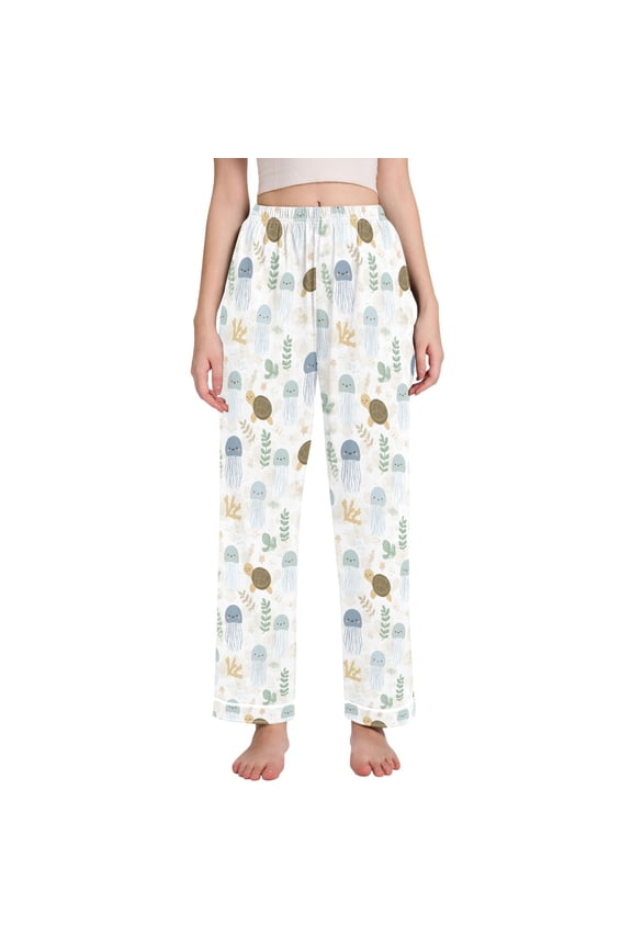 Women Cute Jellyfish Turtles Pajamas Pants Lounge Bottoms Pjs with Pockets XXL
