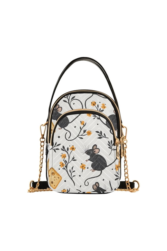 Women Cute Mouse Rat Chain Crossbody Bags Shoulder Handbag Phone Purse